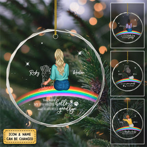 Rainbow Bridge Dog Memorial Pet Loss Keepsake Personalized Glass Ornament