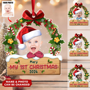 My 1st Christmas - Personalized Babys Photo First Christmas Ornament