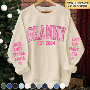 Mimi Glitter Pink Embroidered And GrandKids Sweatshirt