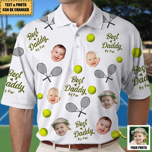 Best Daddy By Par - Personalized Photo Tennis Polo Shirt