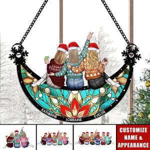 Besties Christmas Together - Personalized Window Hanging Suncatcher Ornament