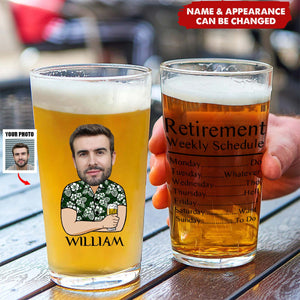 Retirement Weekly Schedule - Personalized Photo Beer Glass