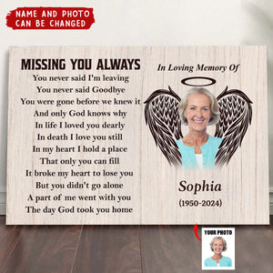 You Never Said Goodbye - Memorial Personalized Horizontal Poster - Sympathy Gift For Family Members