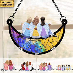 Personalized Moon Suncatcher Ornament - Sisters & Best Friends Gift |Acrylic Window Decor | Birthday & Anniversary Keepsake for Women Girls