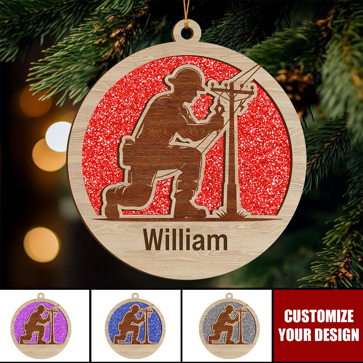 Custom Lineman Ornaments - Line Man Christmas Ornaments - Gifts for Lineman