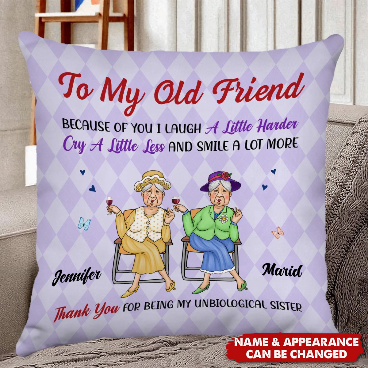 Personalized Old Friends Smile A Lot More Pillow