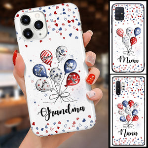 Personalized Phone Case 4th of July Grandma Auntie Mom Little Balloon Kids American Flag Pattern