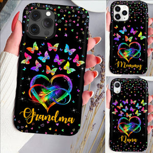 Personalized Phone Case Colorful Rainbow Heart Infinity Grandma Mom Butterfly Kids