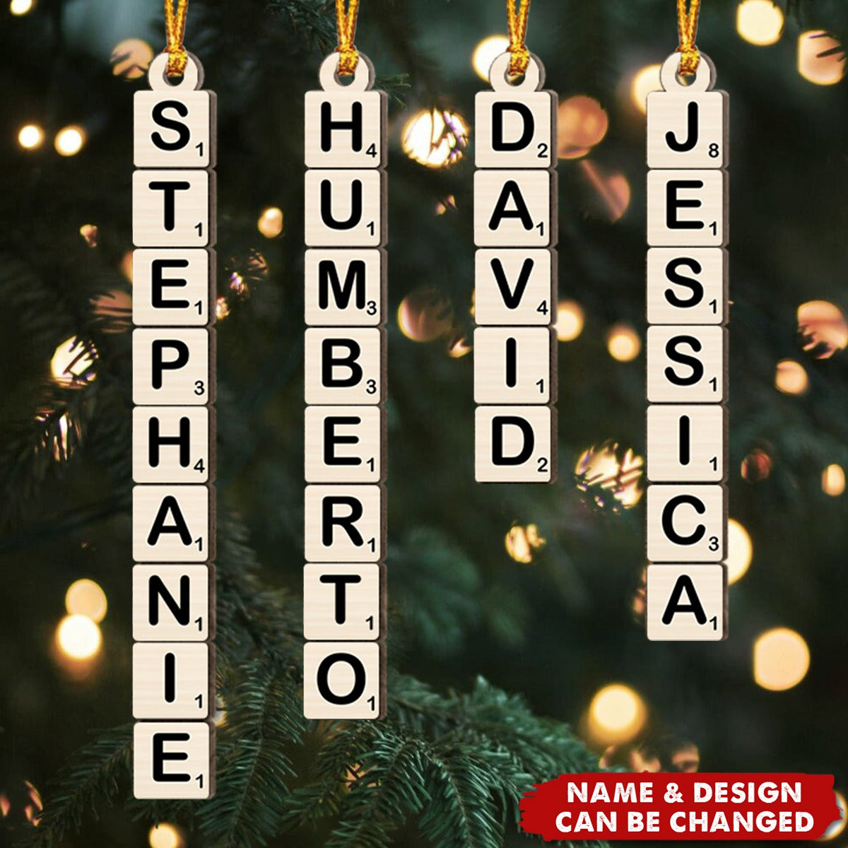 Christmas Scrabble Ornament Family Name Ornament - Personalized Wooden Ornament