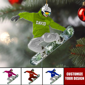 Personalized Snowboarding Athletes Skis Christmas Ornament - Best Custom Shape Ornament Christmas