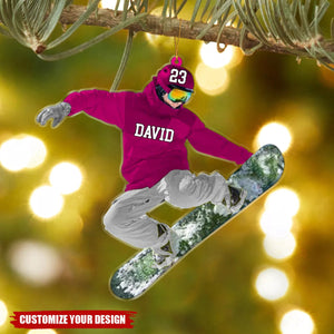 Personalized Snowboarding Athletes Skis Christmas Ornament - Best Custom Shape Ornament Christmas