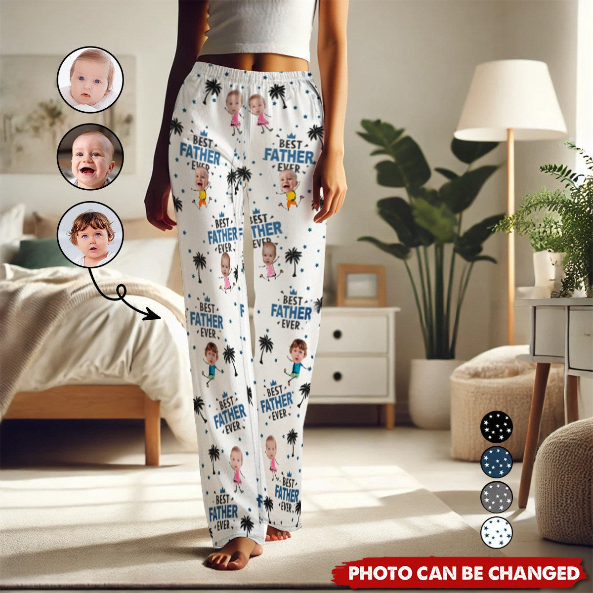 Custom Photo Best Dad Grandpa Ever - Personalized Pajama Pants