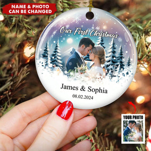 Snowy Love First Christmas - Personalized Ceramic Ornament