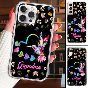 Personalized Grandma Mom Hummingbird Flower Phone Case