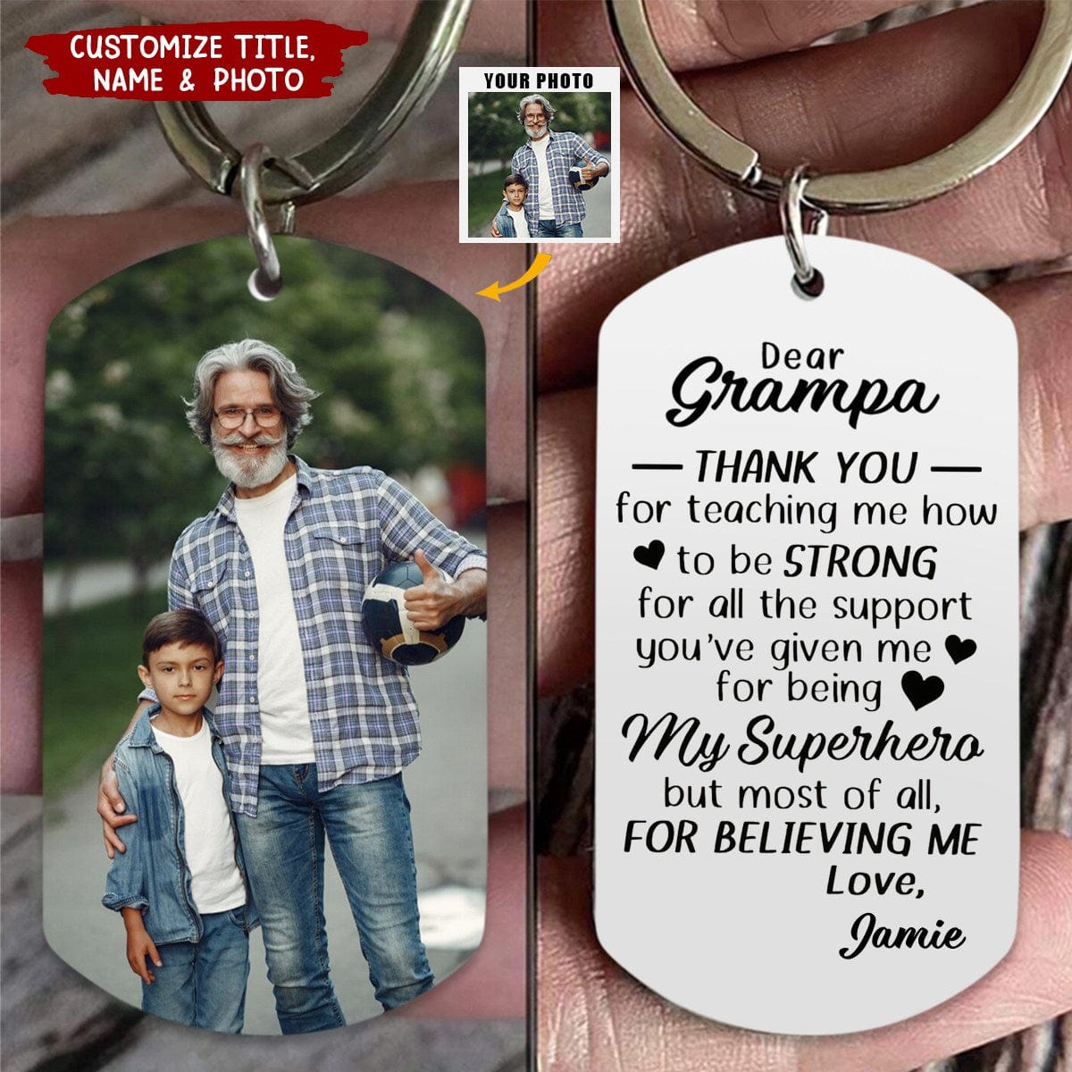 Thank You For Teaching Me How To Be Strong -  Personalized Photo Stainless Steel Keychain