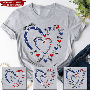 4th Of July Mom Grandma Heart Kids Personalized T-shirt