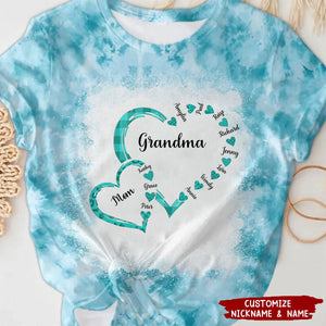 Personalized Mom Grandma Cute Hearts T-shirt