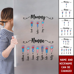 4th Of July Mom Grandma With Grandkids Firecrackers Personalized Decal