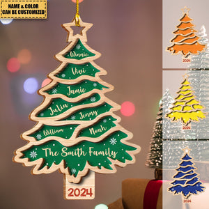 Christmas Tree Family Bestie Custom Names - Personalized 2-Layered Wooden Ornament