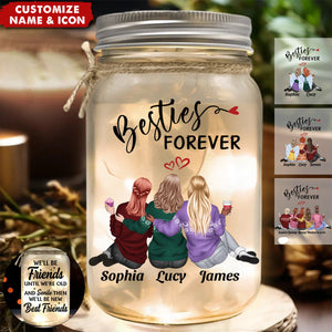 Besties Forever Because Of You I Laugh A Little Harder - Personalized Mason Jar Light