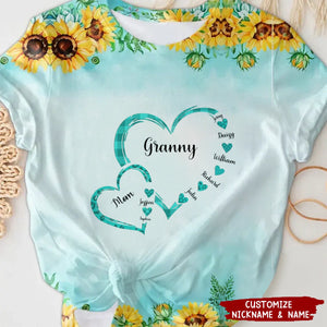 Personalized Mom Grandma Cute Hearts T-shirt