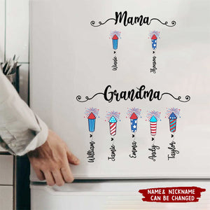 4th Of July Mom Grandma With Grandkids Firecrackers Personalized Decal