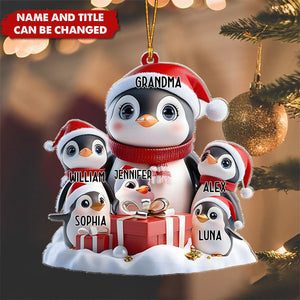 Cute Penguin Ornament – Personalized Grandma Mama Christmas Shaped Ornament