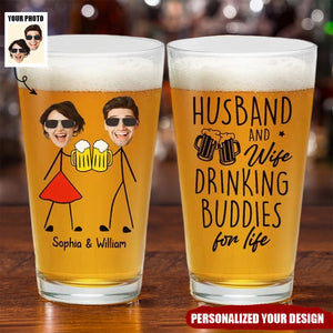 Custom Photo I Enjoy The Moments We Drink Together - Couple Personalized Custom Beer Glass - Gift For Husband Wife, Anniversary