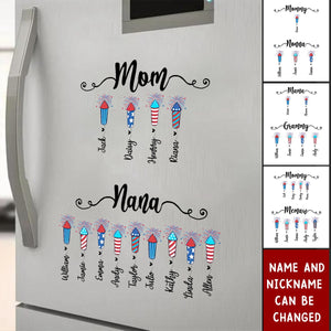 4th Of July Mom Grandma With Grandkids Firecrackers Personalized Decal