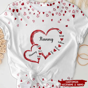 Personalized Mom Grandma Cute Hearts T-shirt