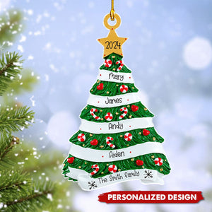 Our Warmth & Happiness - Family Personalized Ornament - Acrylic Christmas Tree Shaped