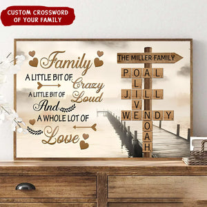 Family A Little Bit Of Crazy Crossword Puzzle Art Personalized Poster