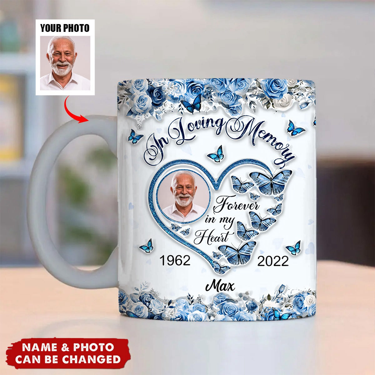 In Loving Memory Forever In My Heart 3D Inflated Effect Personalized Edge-To-Edge Mug