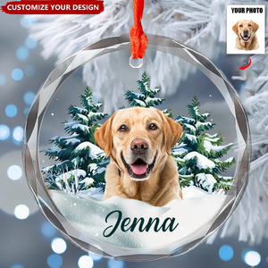 Personalized Photo Dog Glass Ornament For Christmas