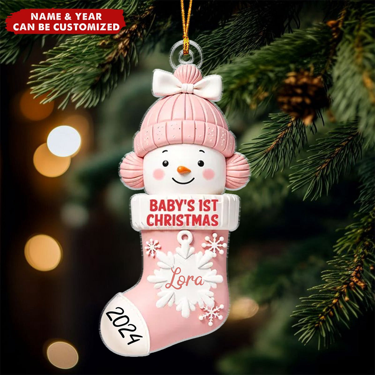 First Christmas Baby Sock - Personalized Acrylic Ornament