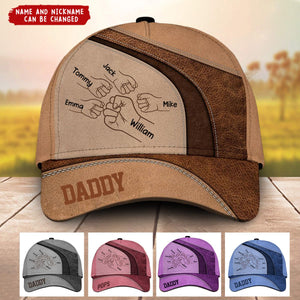 Grandpa Papa Daddy Fist Bump Fathers Day Family Personalized Cap