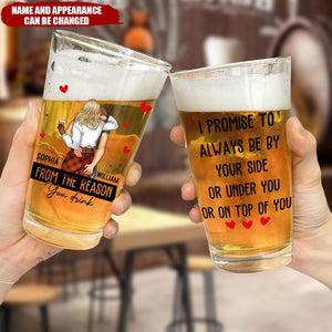 I Promise To Always Be By Your Side Anniversary Gift For Men - Personalized Beer Glass