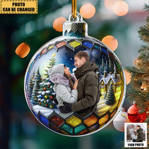 Custom Photo Family In Christmas Ball - Personalized Photo Ornament