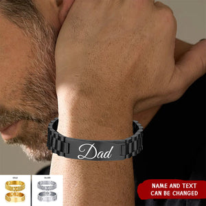 Masculine Watch Band Stainless Steel Link Bracelet Personalized Engraved DAD Gift for Men DAD Father - Personalized Bracelet