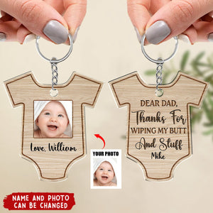 Custom Photo Thanks For Wiping - Gift For New Father - Personalized Acrylic Keychain