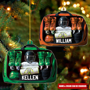 Ice Hockey Bag Personalized Ornament, Gift For Ice Hockey Lovers