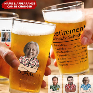 Retirement Weekly Schedule - Personalized Photo Beer Glass