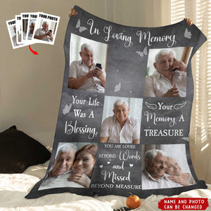 Your Life Was A Blessing In Loving Memory Of Loved Ones - Personalized Photo Blanket