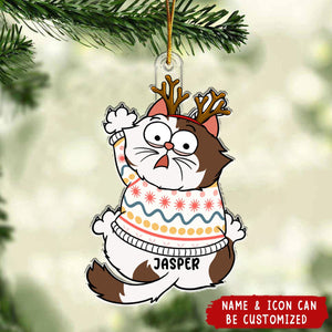 Scratching Cat Christmas - Personalized Acrylic Ornament