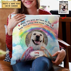 Gift For Dog Lover Pet Memo Rainbow Bridge Photo Upload Pillow