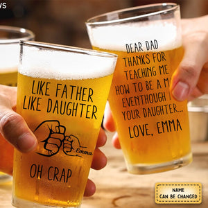 Father's Day - Thanks For Teaching Me How To Be A Man - Personalized Beer Glass