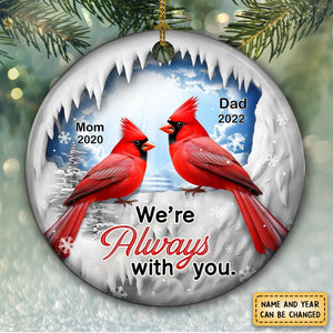 Personalized I Am With You Cardinal Memorial Circle Ceramic Ornament