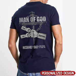 Man Of God Fist Bump Fathers Day Gift For Daddy Grandpa Poppop Personalized Shirt