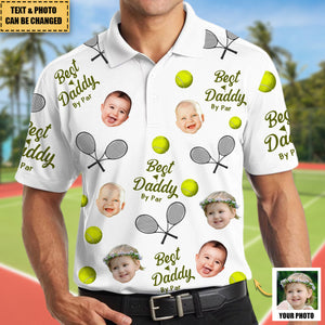 Best Daddy By Par - Personalized Photo Tennis Polo Shirt