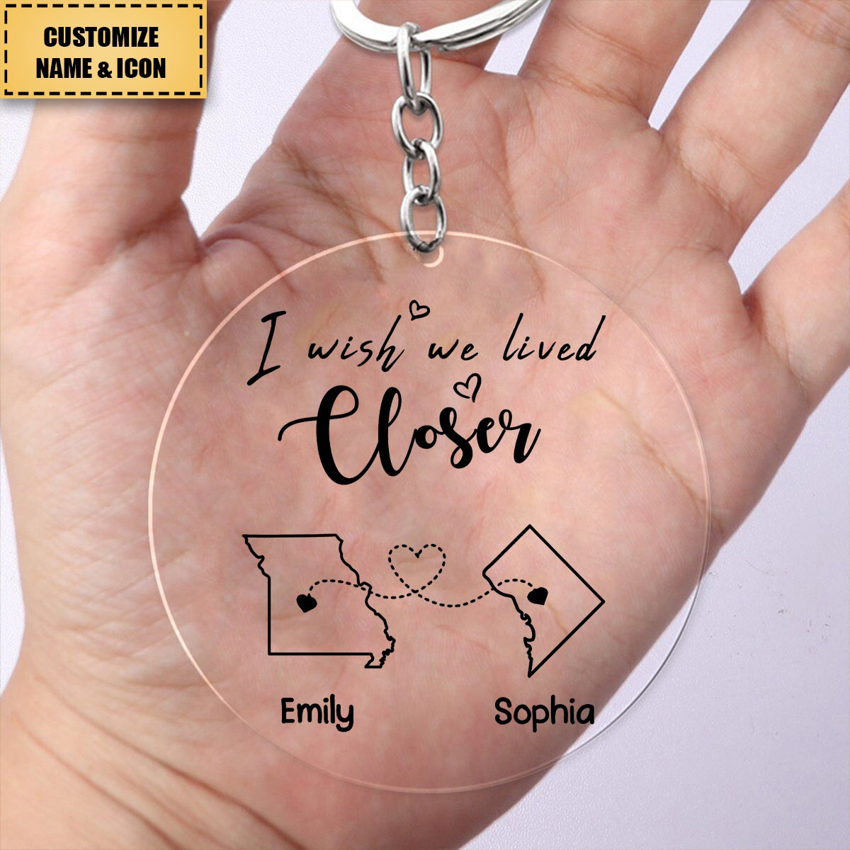 I Wish We Lived Closer - Bestie Personalized Keychain - Gift For Best Friends, BFF, Sisters